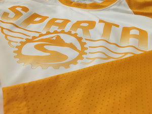 Open image in slideshow, New White/Gold Sparta Baseball Jersey!

